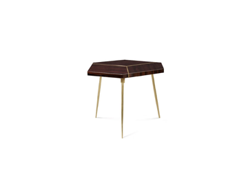 PLAT - Hexagonal ebony coffee table with brass legs and details by JOSÉ LEITE DE CASTRO - view 3